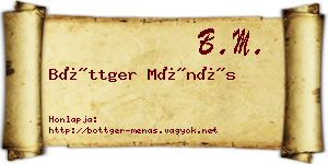 Böttger Ménás névjegykártya